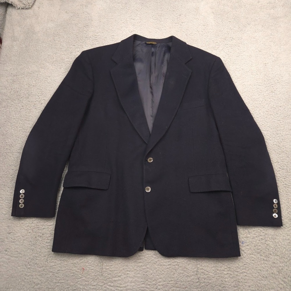 Embassy‎ Square Blazer Sport Coat 100% Camel Hair Mens 48 Long Navy 2 Button